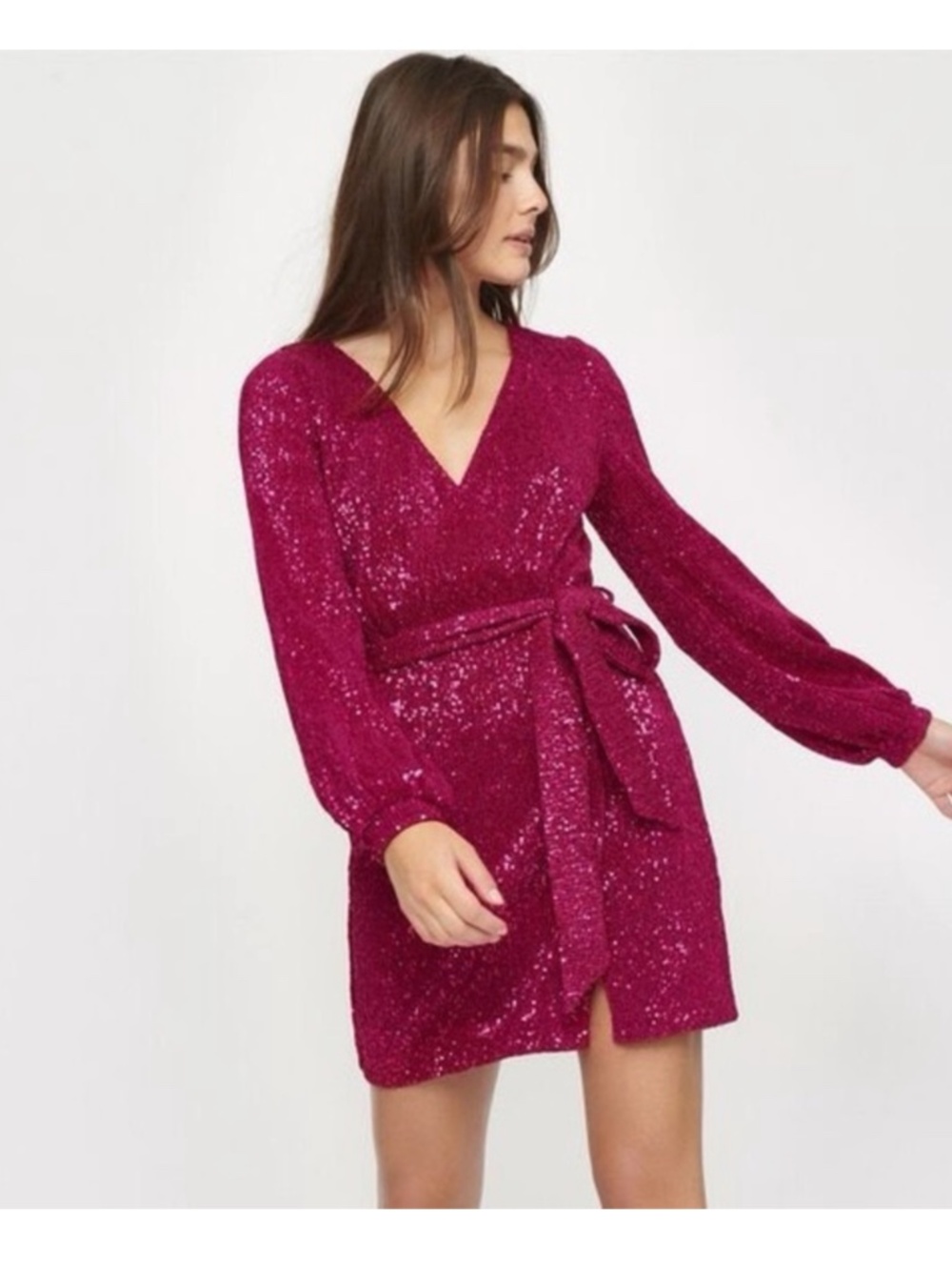 Dynamite Sequins Dress in pink. Medium